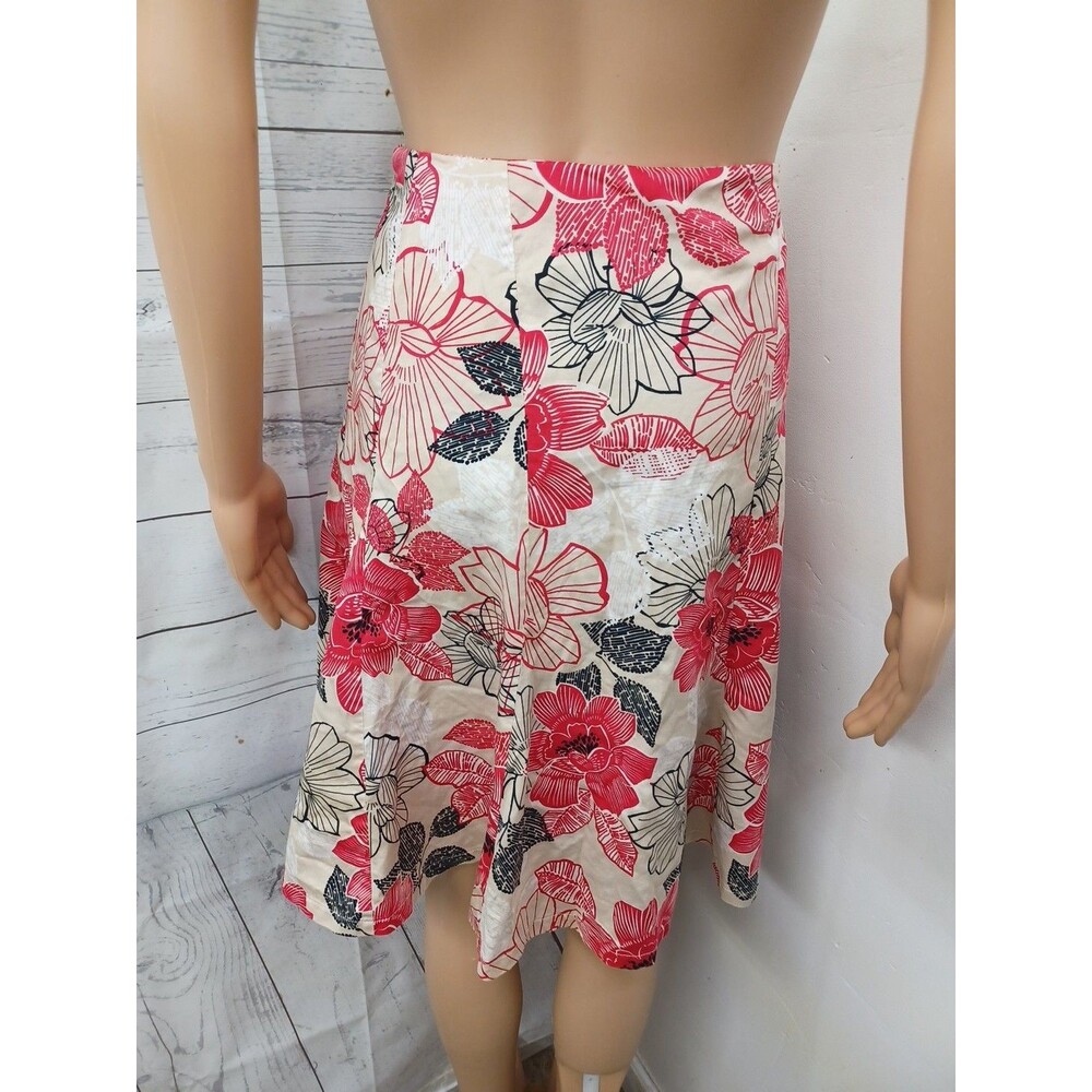New York Company Womens Skirt Sz 10 Red White Floral Print A-Line - Picture 5 of 7